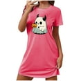 thumbnail image 1 of Camisón corto de talla grande para mujer, camisón de manga corta con estampado de pecho a la moda, camisón para mujer, 1 of 2