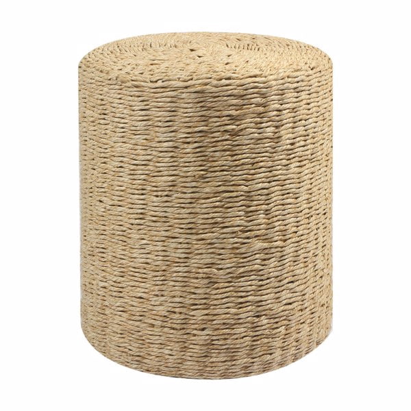 Decor Round Pouf Ottoman Double-Strand Beige Paper Rope Pouf Footrest, Foot Stool, for Bed Room Living | Room | Accent Seat