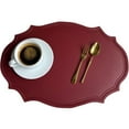 thumbnail image 4 of UU&T Double-Texture Faux Leather Placemats Set of 6, Washable Heat Insulation Mats Watertight and Non-Slip for Home Kitchen Coffee Shops Restaurants, Red, 4 of 7