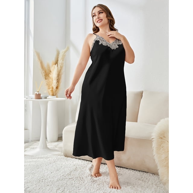 Camisón largo holgado de talla grande para mujer, para estar en casa, informal, a la moda