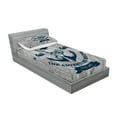 thumbnail image 2 of Ambesonne Nautical Fitted Sheet & Pillow Sham Set, Anchor Skull Sea, Twinxl, Beige Navy Blue, 2 of 2