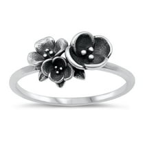 Hibiscus Flower Nature Ring .925 Sterling Silver Band Jewelry Female Male Unisex Size 7