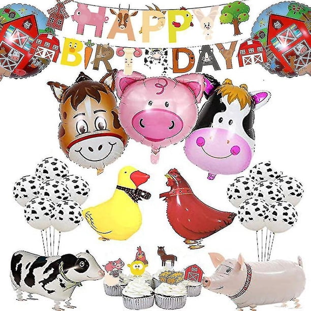 Decoración de cumpleaños de animales de granja Banner de cumpleaños de animales de granja Suministros para fiestas