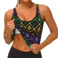 thumbnail image 3 of Gukieu Mardi Gra Geometric Print Women's Sports Vest, Low-neck U-shaped Removable Pad Sports Bra for Yoga, Exercise, Dance-XX-Large, 3 of 8