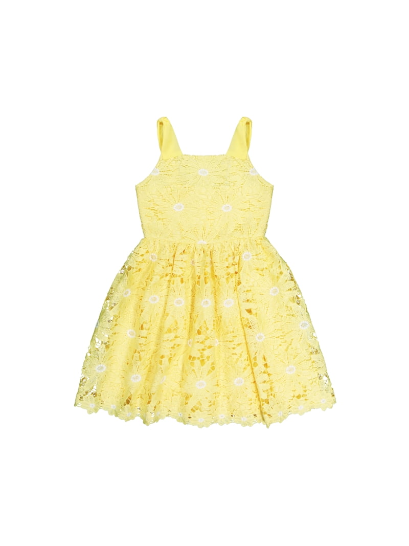 kensie lace dress Kensie Girl Bow Strap Embroidered Heavy Lace Dress, Sizes 4-16, Girl's, Size: 8, Yellow