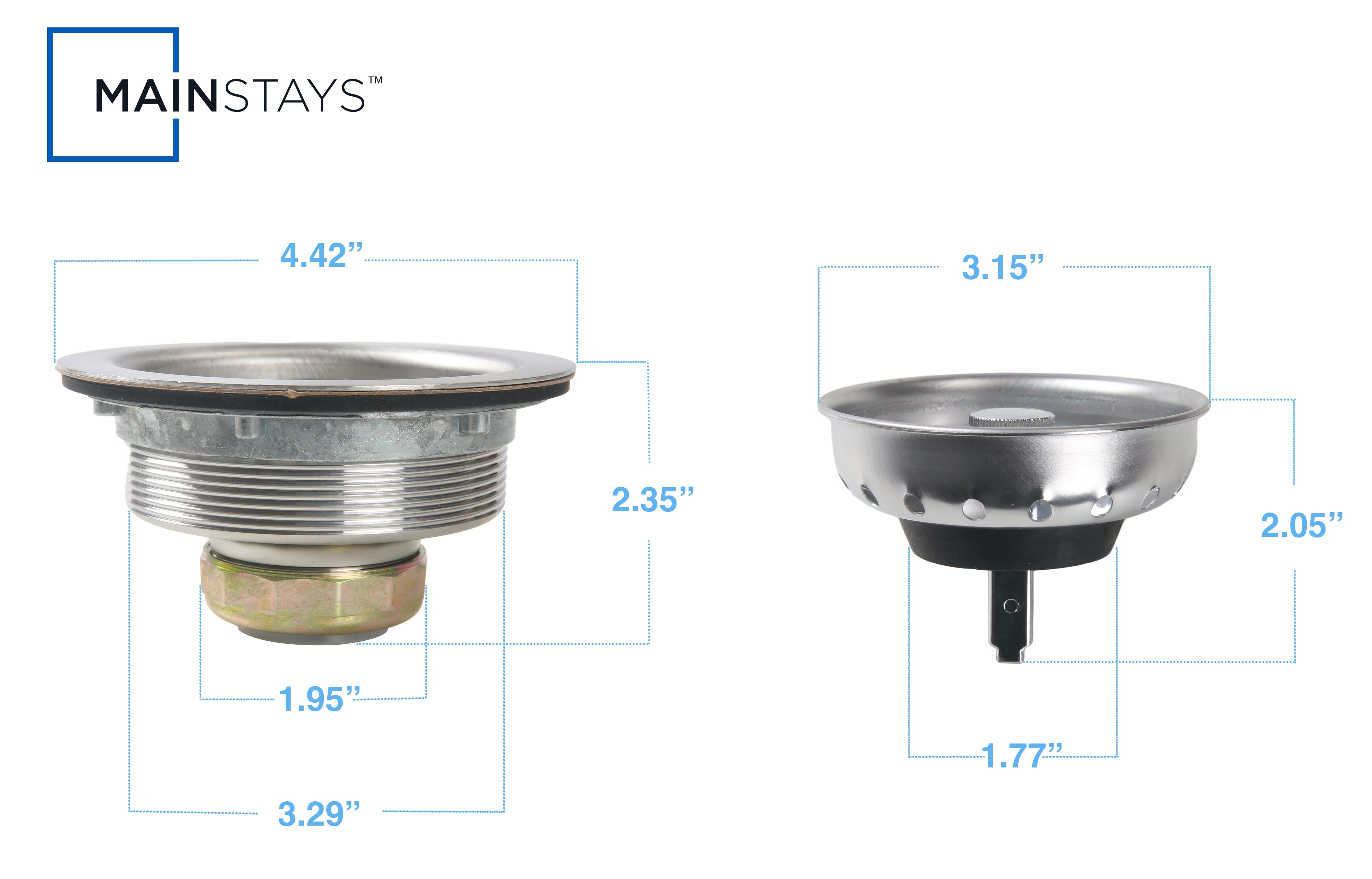 Mainstays Stainless Steel Sink Basket and Strainer Assembly, Satin Silver