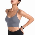 thumbnail image 5 of Wdgfv Women's Sports Bra-Scoop Neck Spaghetti Strap Molded Cup Double Sports Bra Low Support Yoga Workout Bra Grey XXL, 5 of 6