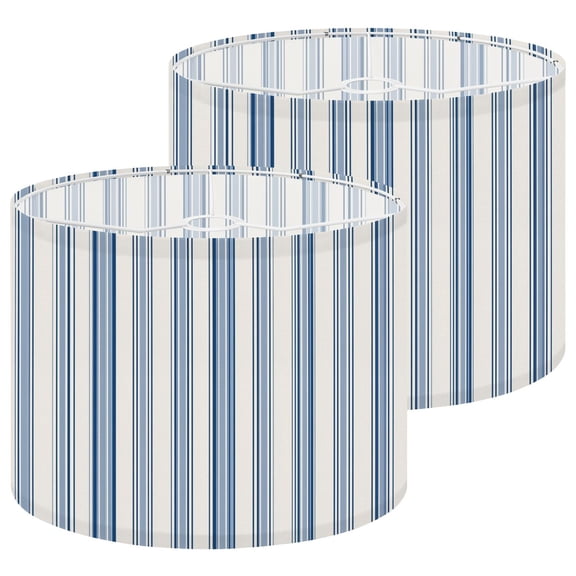 Lampshades 2 Pack Blue White Vertical Striped Minimalist Classic 13"x13"x10" Light Shade for Table Lamps Floor Lamp Shades Lampshade Replacement Easy Assembly