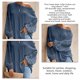 thumbnail image 5 of Camiseta Ahueca Hacia Fuera Manga Larga Cuello oblicuo Color Puro Tops de Un Hombro para Mujer Denim Azul XL, 5 of 6