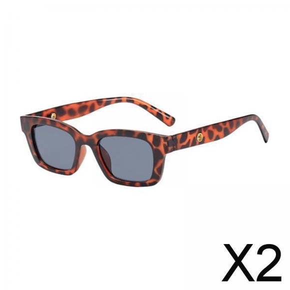 2x Mujeres Rectángulo Gafas de Sol Anteojos Deportes Al Aire Libre Estilo Vintage Protección Solar Gafas de Sol Cuadradas Gafas de Sol para Ciclismo 2 piezas