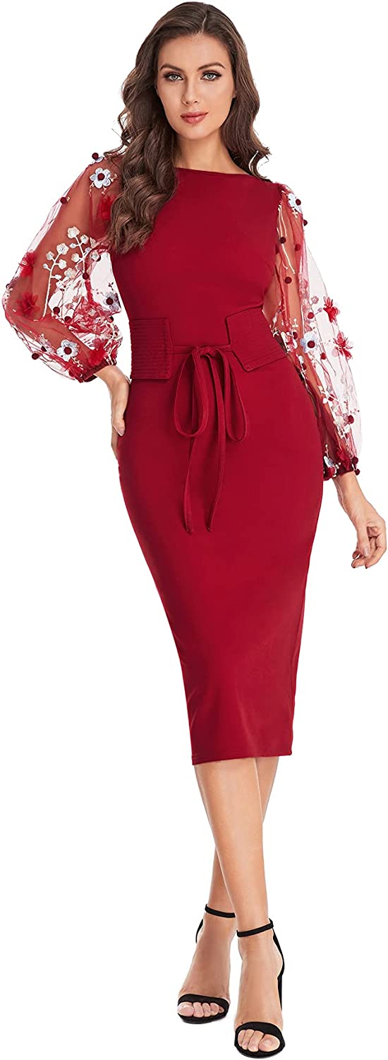 shein women's elegant mesh contrast bishop sleeve bodycon pencil dress Rojo vino CH Rojo vino CH Xishao ropa Tropical wedding guest outfit floral dress Estay Fringed Backless Mini Size:LARGE (Men's 9-12, Women's 11+)