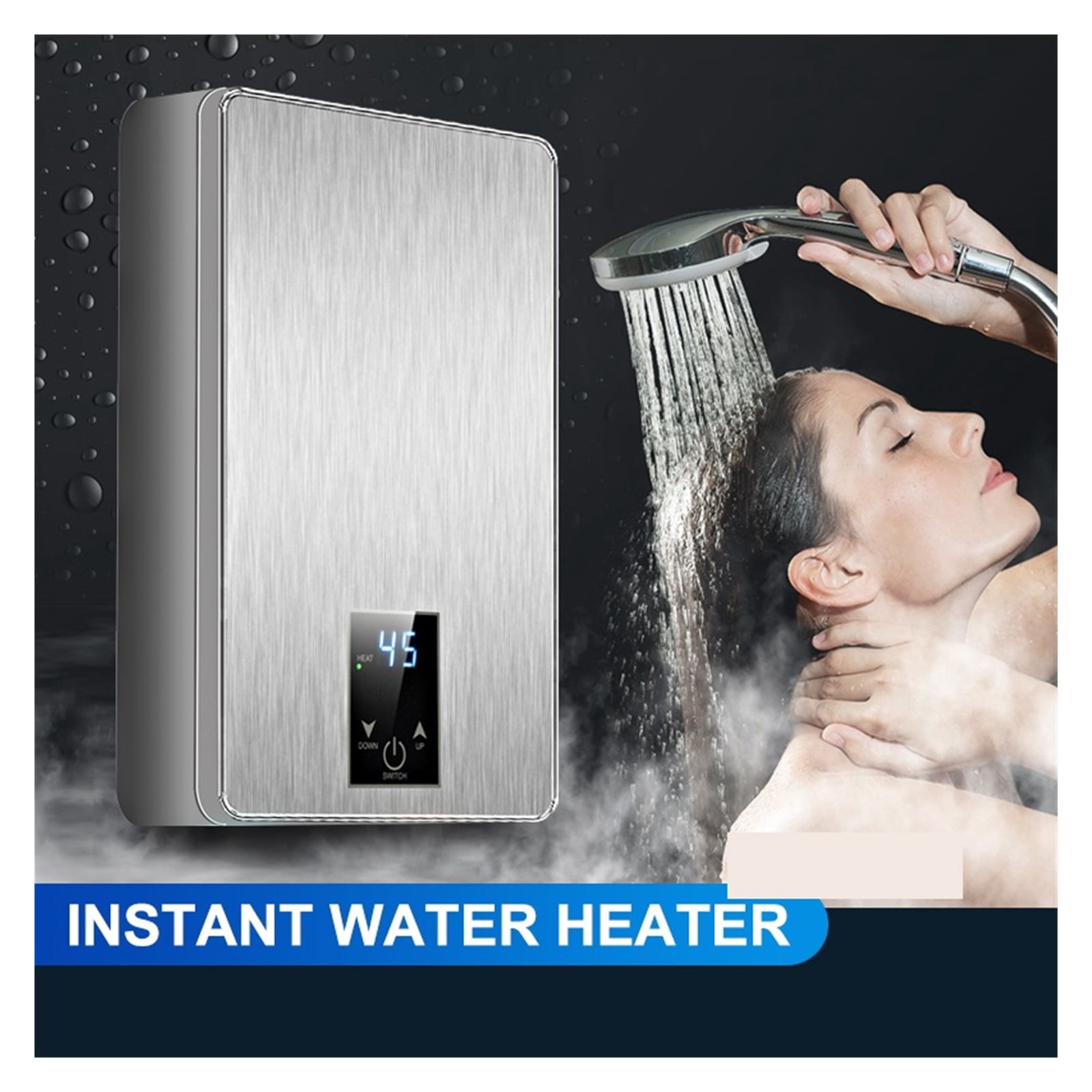 Electric Instant Water Heater Shower Bathroom Faucet Hot Water Heater 6000W Digital Display For Country House Cottage Hotel ,Safety Protections