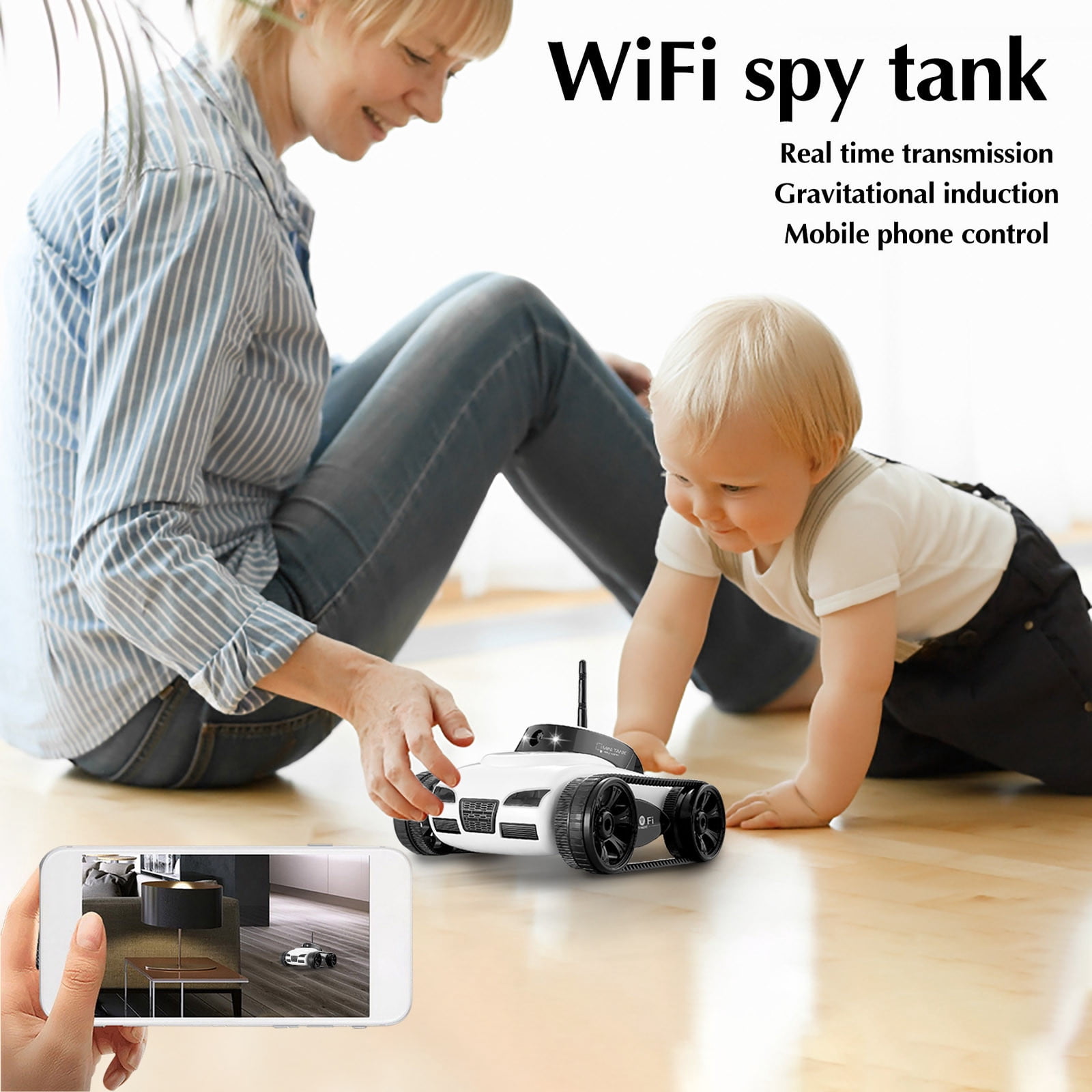 TERGAYEE Mini WIFI Real Time Transmission Camera Crawler Remote Control Car, Mobile Phone Control Two Wheel Drive Toy Cars Christmas Gifts Birthday Gifts