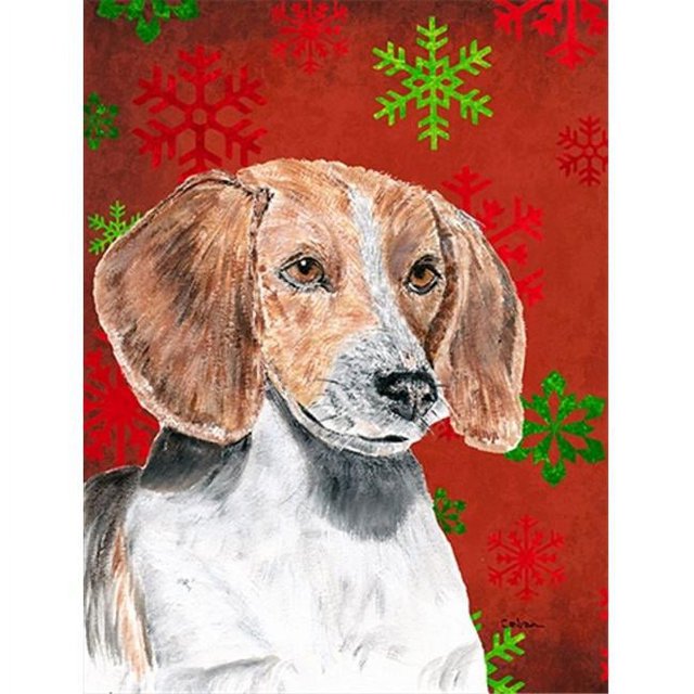 Carolines Treasures SC9593CHF Foxhound Anglais Flocon de Neige Rouge Drapeau de Noël Toile Maison Taille