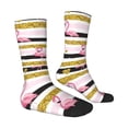 thumbnail image 2 of Goofa Gold Glittering Hearts and Flamingos Printed Men's Crew Socks, Soft Durable Breathable Moisture-Wicking with Odor Control Cotton socks, 2 of 9
