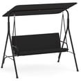 thumbnail image 1 of Gymax Balançoire de Patio Extérieure à 3 Places avec Accoudoirs, Auvent Inclinable Réglable et Support, Noir, 1 of 10