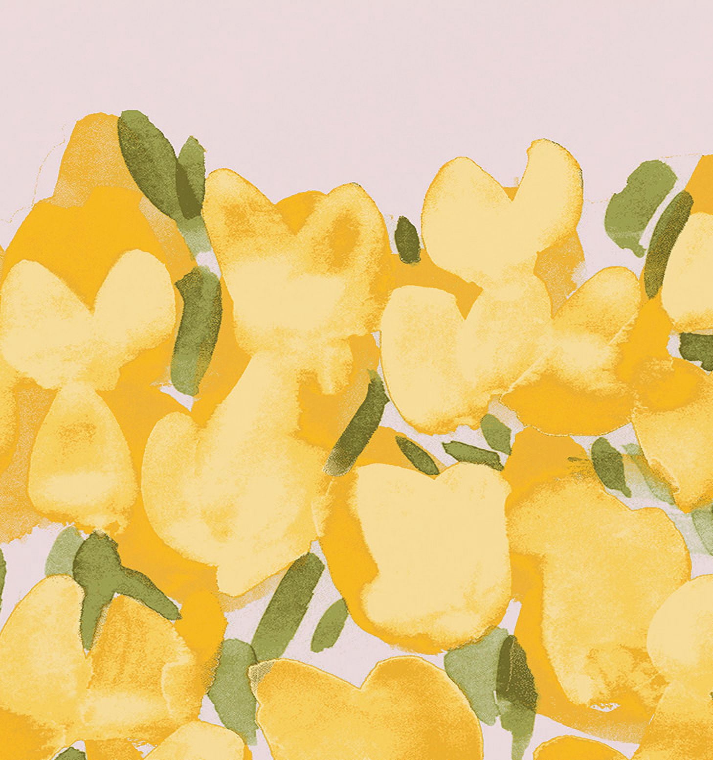 Simply Daisy's Tulip Blossom Arrangement 18x14 inch Yellow Floral Print Placemat (Set of Four)