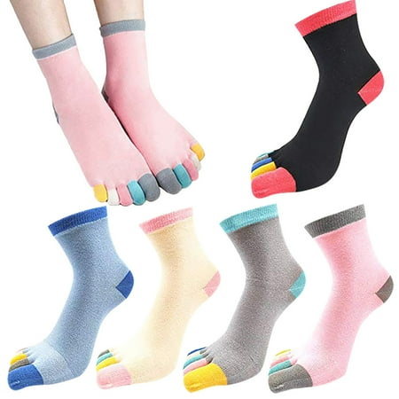 

Ichuanyi 5pairs Women Fingers Toe Socks Cotton Odd Socks Multicolor Ankle Sock Breathable