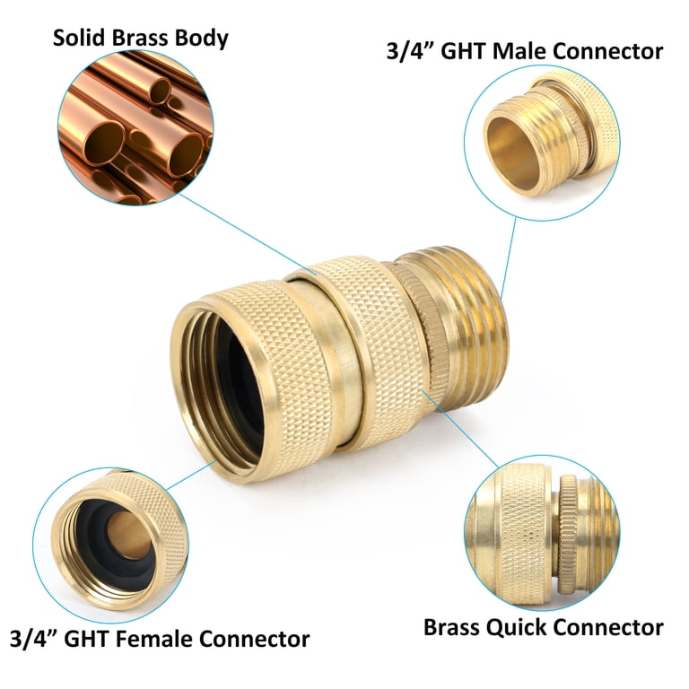 STYDDI Brass Full Flow Quick Release Hose Connector, 3-Set photo 2