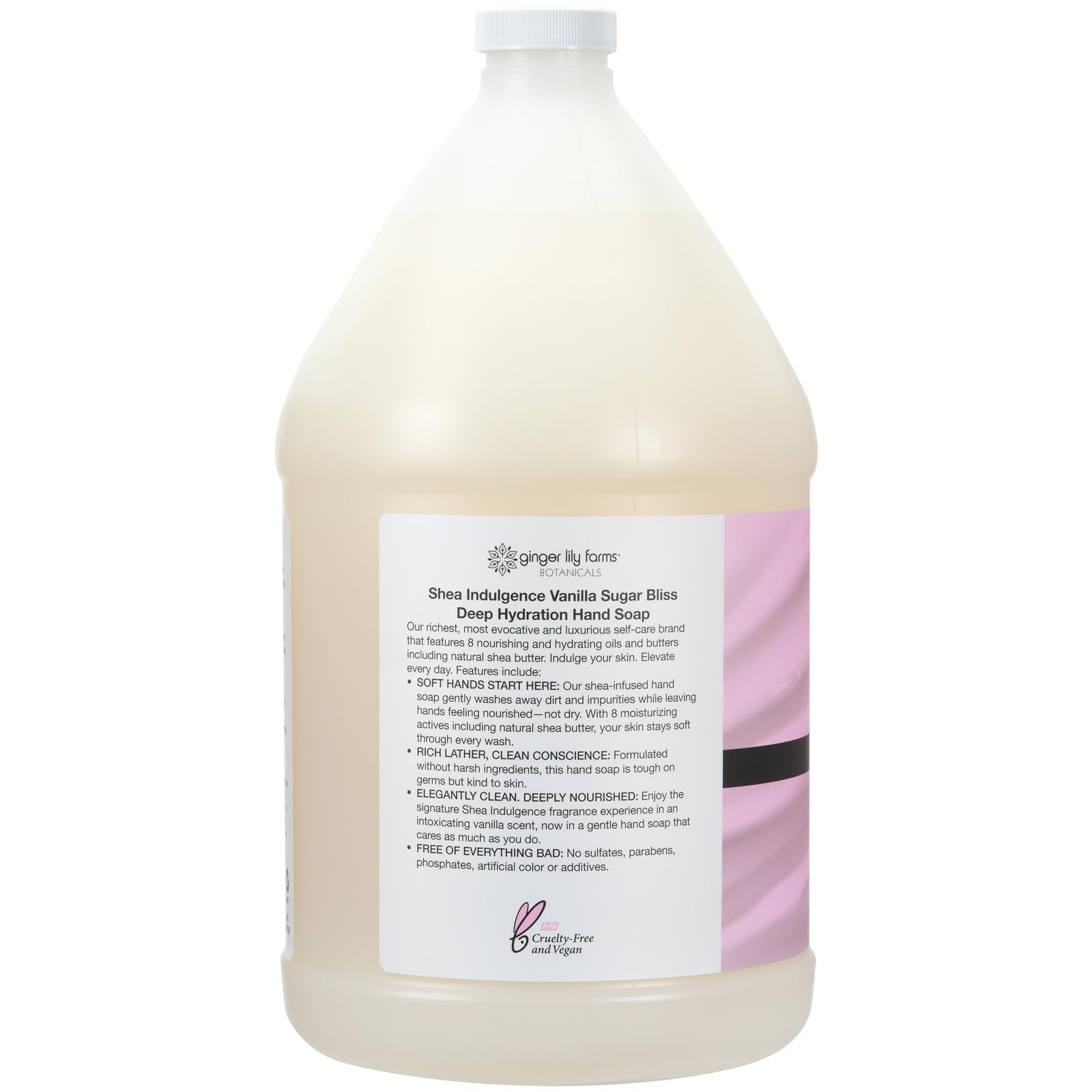 Ginger Lily Farms Botanicals Shea Indulgence Deep Hydration Liquid Hand Soap Refill, 100% Vegan & Cruelty-Free, Vanilla Sugar Bliss Scent, 1 Gallon (128 fl oz)