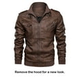 thumbnail image 5 of Hood Crew Men's Pu Faux Leather Jacket with Removable Hood Brown 4XL, 5 of 8