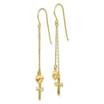 thumbnail image 2 of 14K Ropa Chain Puffed Heart & D/C Cross Dangle Earrings in 14k Yellow Gold, 2 of 3