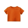 thumbnail image 4 of Lumtrix Girls Summer Crop Tops Kids Fashion Oversized Crew Neck Cropped Short Sleeve T Shirts Basic Tees Size 2-14 Years Orange 160, 4 of 6