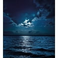 thumbnail image 3 of Night Duvet Cover Set, Majestic Dramatic Sky Clouds and Full Moon over Seascape Calm Tranquil Ocean, Decorative 3 Piece Bedding Set with 2 Pillow Shams, Queen Size, Dark Blue White, by Ambesonne, 3 of 3
