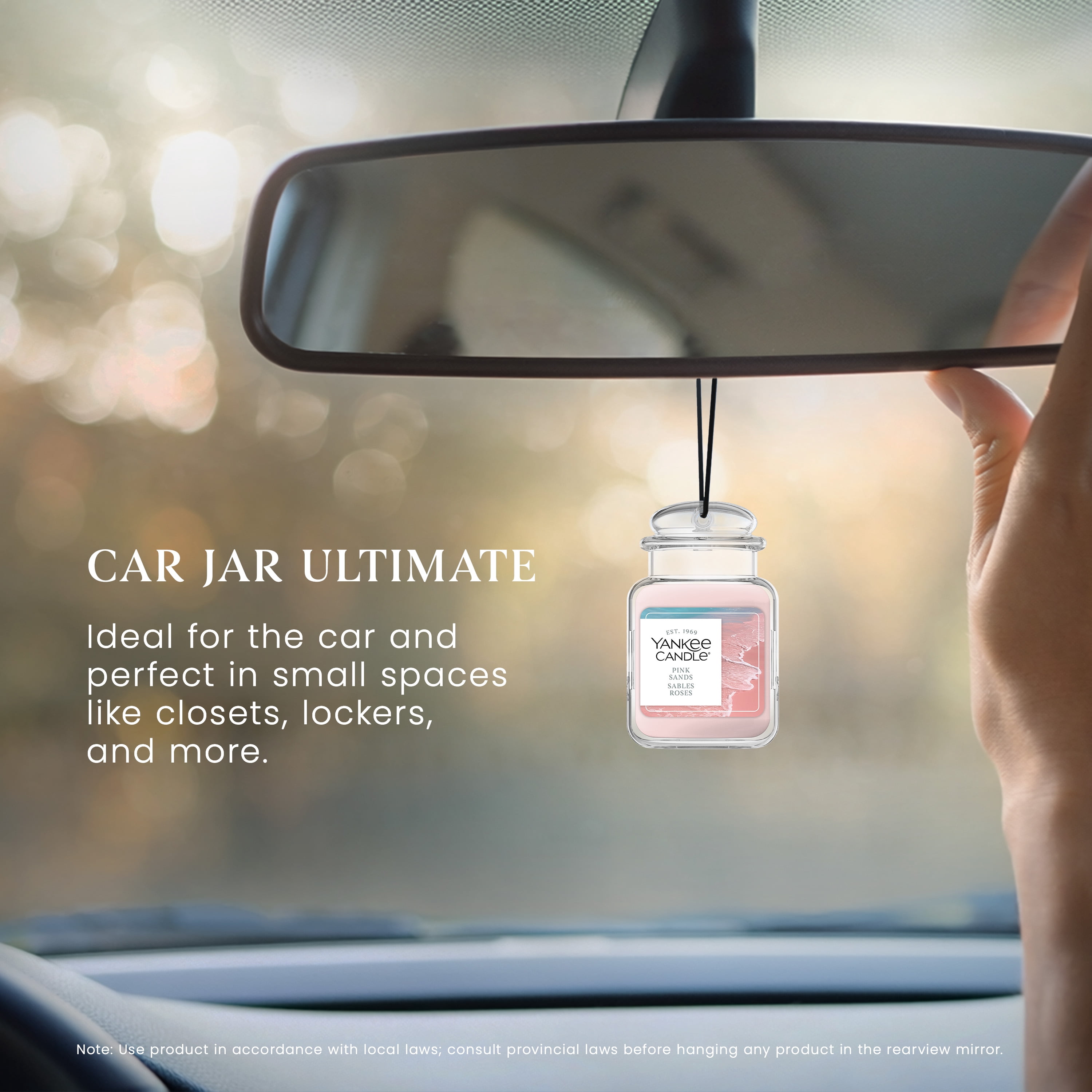 Yankee Candle Car Jar Ultimate Air Freshener, Pinks Sands - Neutralizes Odours Up To 30 Days