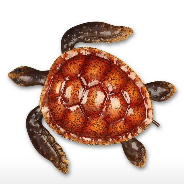 "Adorno de tortuga marina para colgar en pared - Color rojo intenso, artesanía en hierro con acabado barnizado, ideal para decorar tu hogar u oficina. Incluye gancho para fácil instalación. ¡Perfecto