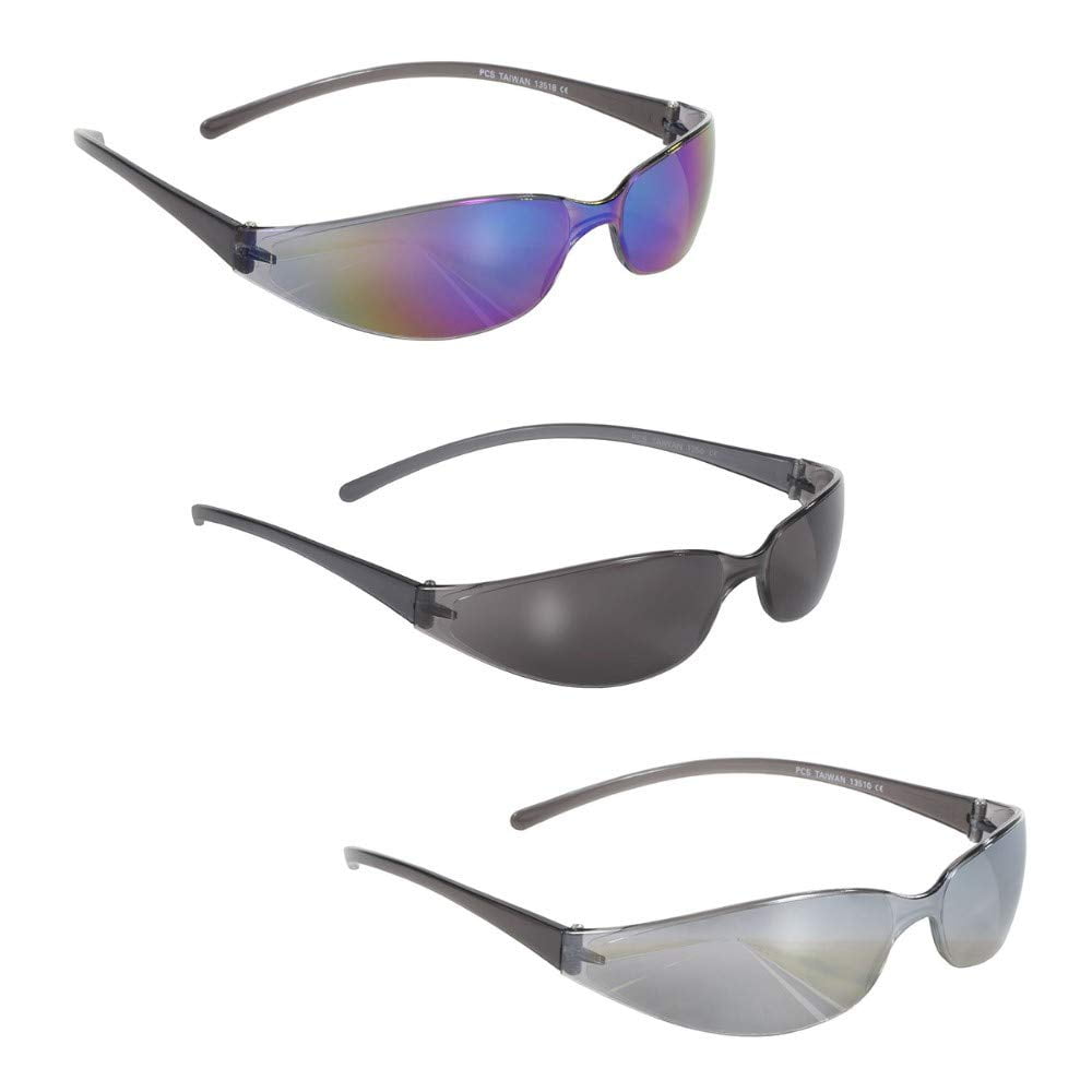 Pacific Coast Skinny Joes Slim Sunglasses 3Pack Smoke, Silver Mirror