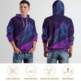 thumbnail image 5 of POBUDS Hoodie, Regular Fit Sporty Pullover Hooded Sweatshirt for Men Women Cyber Neon Mountains S, 5 of 6