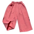 thumbnail image 3 of StSilkitty Girls Ruffle Pants High Waist Elastic Casual Wide Leg Pants with Pockets Solid Color Lightweight Soft Trousers, 3 of 5