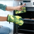 thumbnail image 2 of Green and Yellow Modern Art Geometric Kitchen Oven Mitt and Pot Holder Sets 4 Pcs for Baking, Cooking and Grilling, Heat Resistant Up To 392 °F, 2 of 7