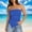 Blue, variant on Going Out Tops for Women Knit Ribbed Trendy Asymmetrical Hem Strapless Bandeau Shirts Spring Summer Clothes White