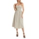 thumbnail image 1 of Vestido midi casual de verano para mujer, sin mangas, sin espalda, vestido de una línea de moda con bolsillos laterales de corte bajo,Khaki,M, 1 of 8