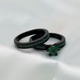 thumbnail image 2 of GYVAIN Black Gold Plated 1CT Green CZ Women Wedding Ring Sets Engagement Ring for Woman, 2 of 7