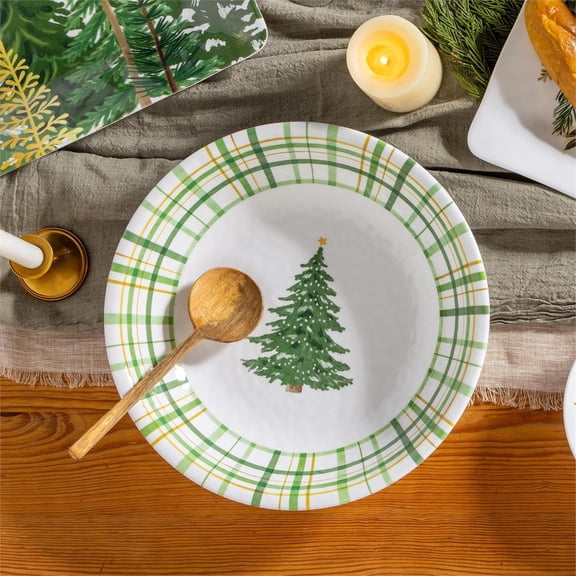 Shades of Green Bowl Melamine Serving Bowl, 12"