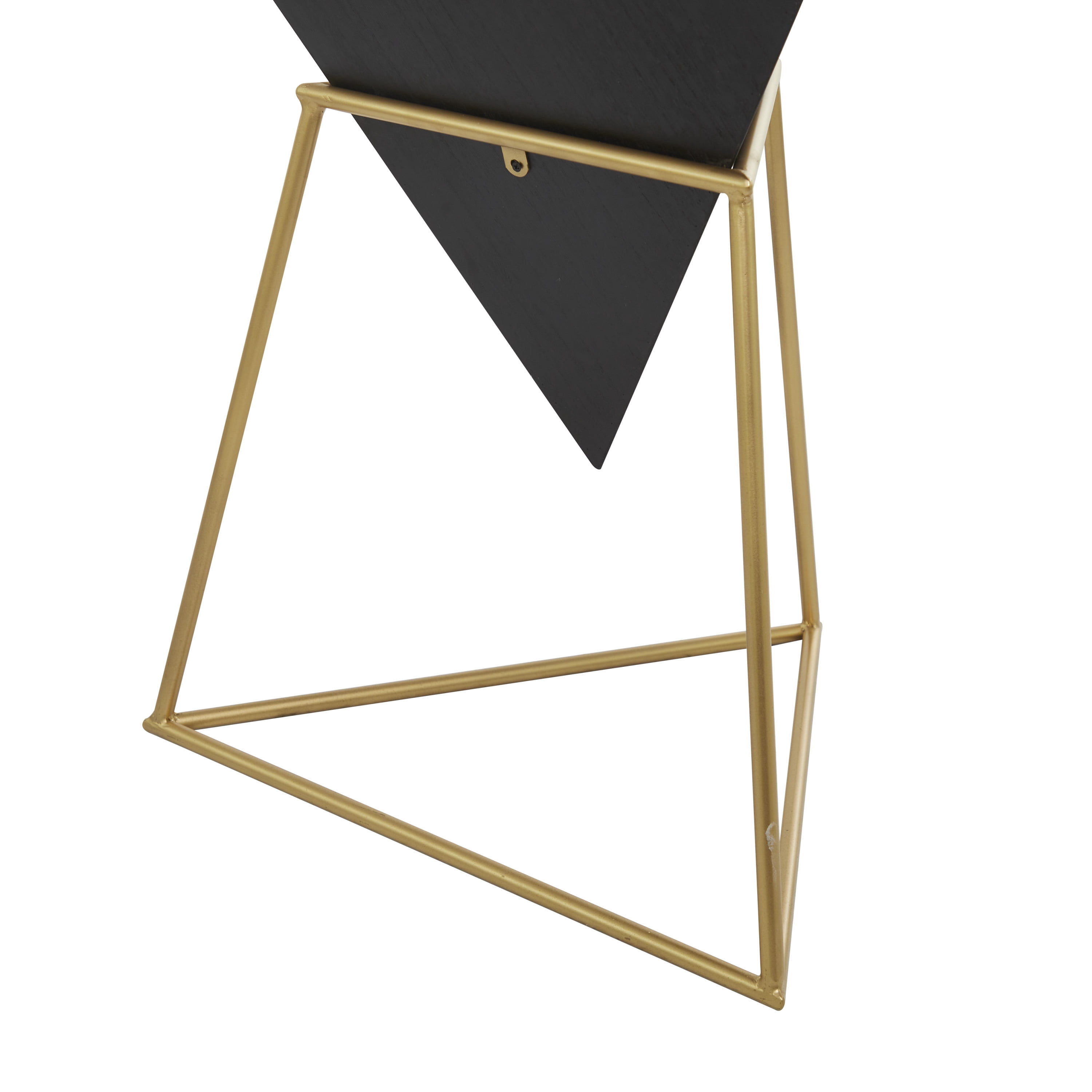 DecMode 19" x 24" Black Wood Inverted Pyramid Geometric Accent Table with Gold Metal Stand, 1-Piece