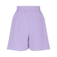 thumbnail image 6 of Yindaity Womens Workout Shorts Womens Summer Shorts with Pockets High Waisted Wide Leg Cute Ruffle Waist Drawstring Casual Vacation Outfit(Purple,M), 6 of 9