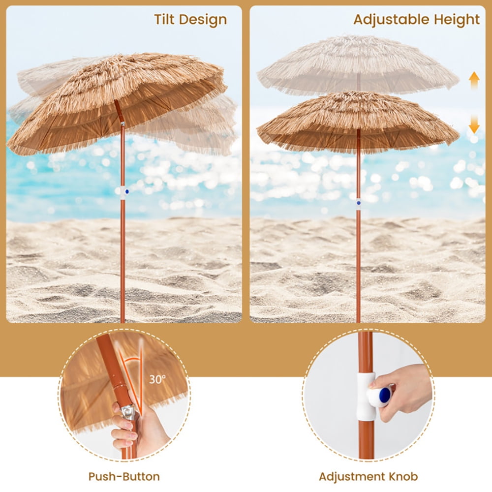 Aimee Lii 6 Feet Thatched Patio Umbrella with Tilt Design and Carrying Bag, Sunbrella Patio Umbrellas Aimee Lii 6 Feet Thatched Patio Umbrella with Tilt Design and Carrying Bag, Sunbrella Patio Umbrellas