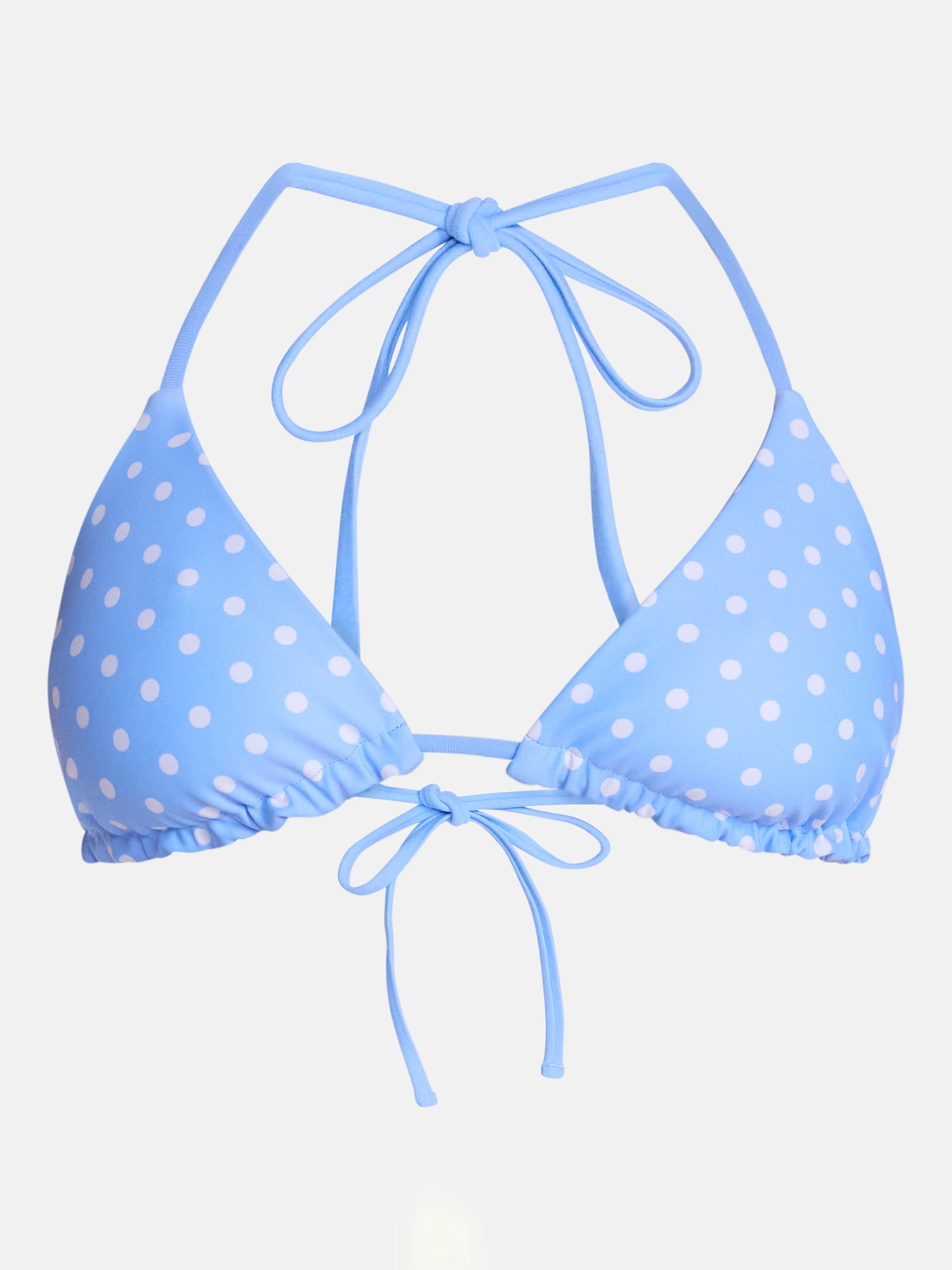 No Boundaries Reversible Polka Dot Triangle Bikini Top, Women's XXS-XXL