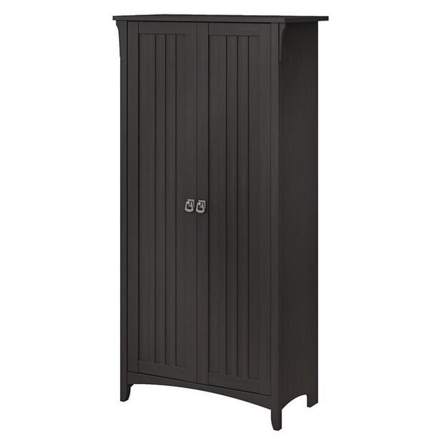 Pemberly Row Armoire de Garde-Manger de Cuisine avec Portes en Noir Vintage