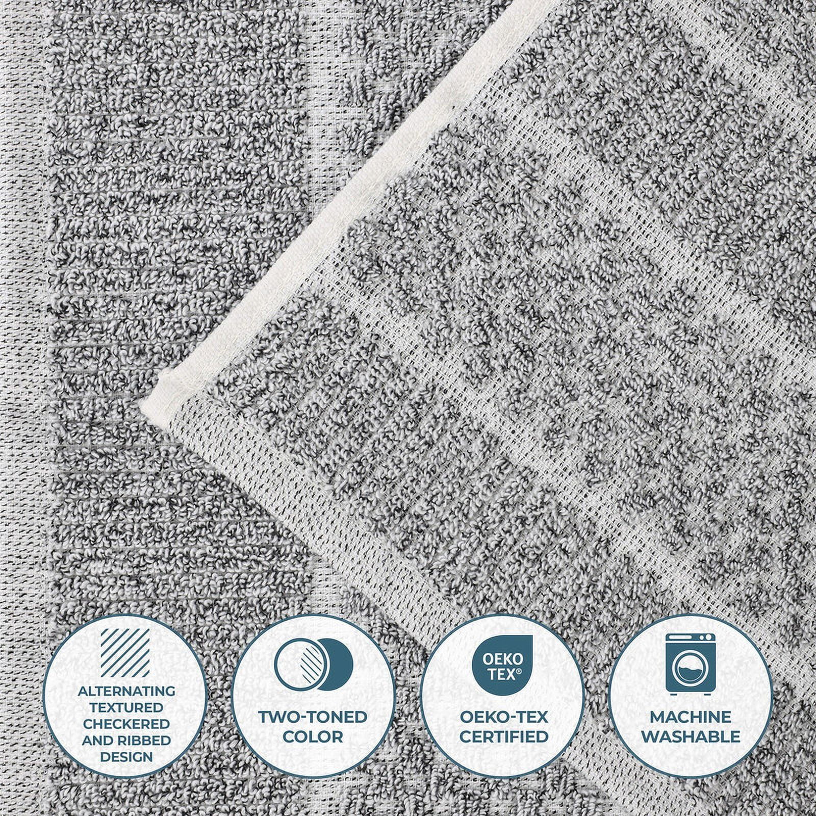 Superior Naples Viscose Cotton Blend Medium Weight 6 Piece Towel Set, Charcoal