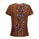 thumbnail image 3 of Mujeres de Manga Corta Tops Cuello Redondo Plisado Túnica, Tapa Casual Doblado Doblado Impreso Moda, 3 of 6
