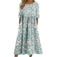 thumbnail image 2 of Xdegoge Summer Dresses for Women 2025 Vacation Half Sleeve Fashion Casual Floral Dress Flowy A Line Maxi Dress Crew Neck Boho Beach Sundress with Pockets, 2 of 6
