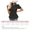 thumbnail image 4 of Camiseta de verano con dobladillo con volantes y mangas cortas con cuello redondo y estampado floral elástico para mujer, 4 of 6