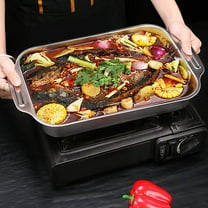 ELAYARD Stainless Steel Baking Pan Rectangular Roasting Pan Oven Tray for Kitchen Cooking