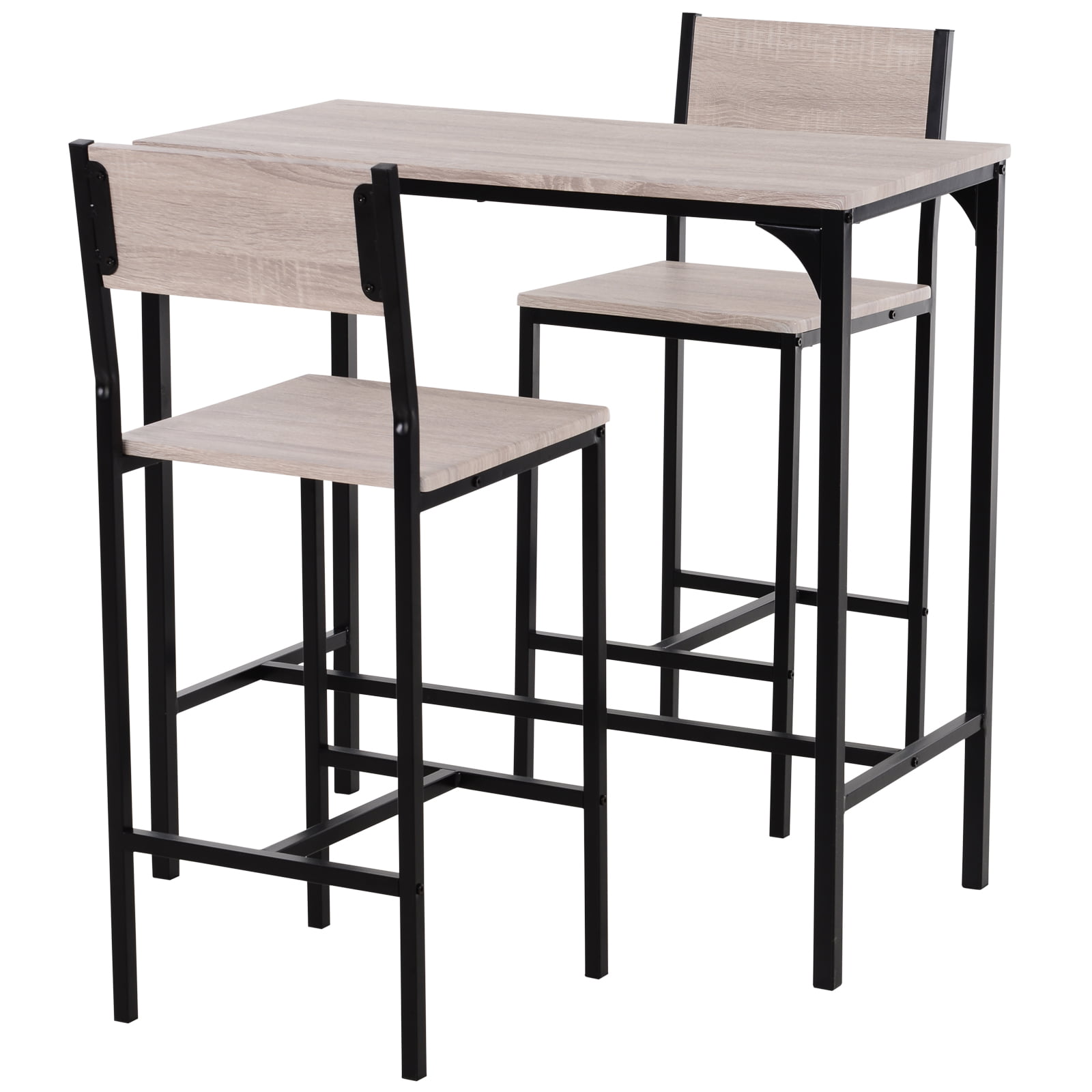 Industrial CounterHeight 3Piece Table and 2 High Back Stools Set for Small Space in the