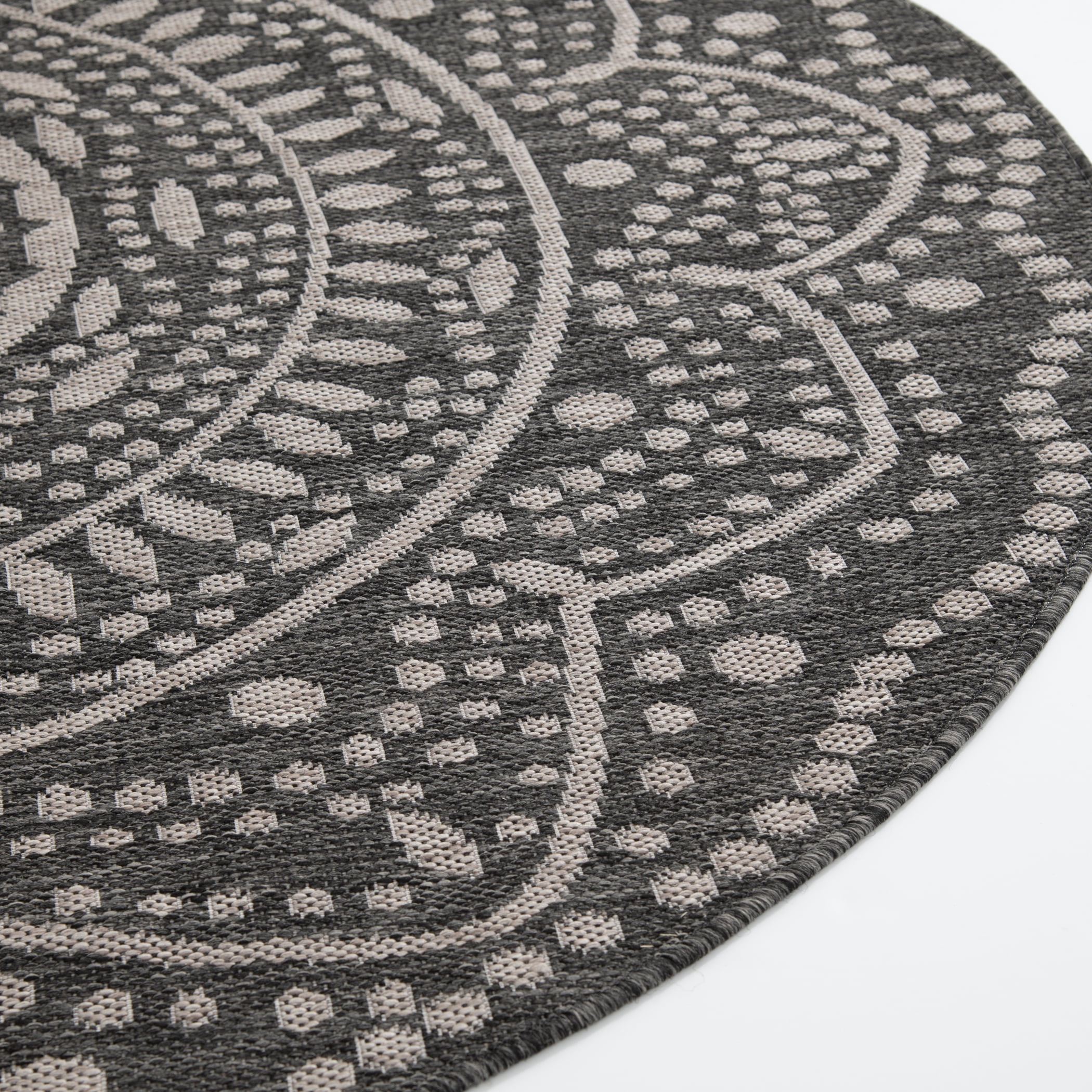 Mainstays 6.5' x 6.5' Round Gray Polypropylene Medallion Outdoor Area Rug